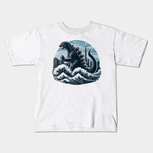 Godzilla Waves Kids T-Shirt